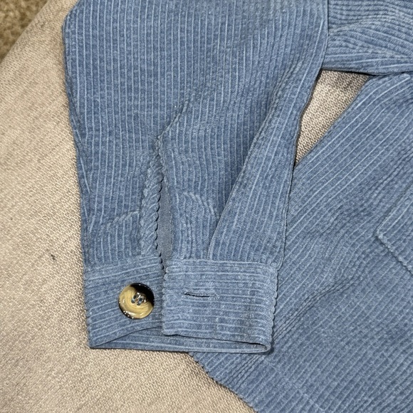Blue Corduroy Button Up Cropped Jacket - Picture 7 of 9